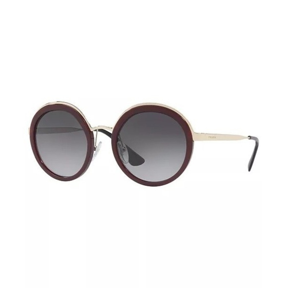 PRADA CINEMA 50T Round Metal Gold Burgundy POLARIZED Fashion Sunglasses‎